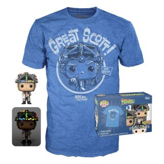 Φιγούρα Funko POP! & Tee Box - Back to the Future - Doc with Helmet (Glows in the Dark) (Only in POP & TEE) (L)