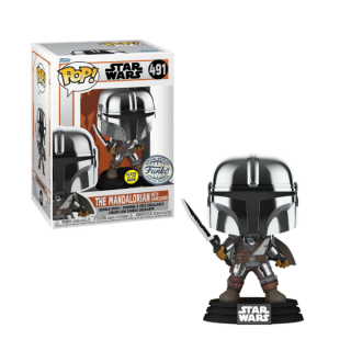 Φιγούρα Funko POP! Star Wars - The Mandalorian - Mandalorian with Darksaber (Metallic) (Glows in the Dark) (Special Edition) #491