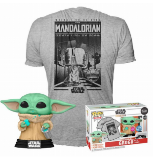 Φιγούρα Funko POP! & Tee Box - Star Wars - Mandalorian - Grogu with Cookies (Flocked) (Funko Special Edition) (Only in POP & TEE) (XL)