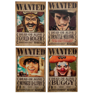 Μαγνητάκι Ψυγείου - Magnet One Piece Netflix Set - Wanted Posters of Luffy / Buggy / Mihawk / Roger (4pcs)