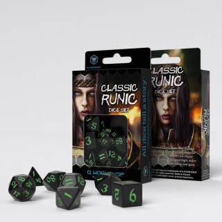 Dice Set - Ζάρια Q-Workshop - Classic Runic - Black & Green (7pcs)