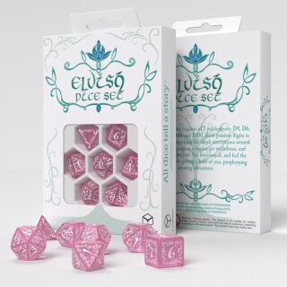 Dice Set - Ζάρια Q-Workshop - Elvish - Shimmering Pink and White (7pcs)