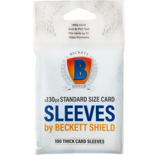 Beckett Shield - Standard Card Size -  Clear Sleeves for thick cards (100 Sleeves up to 130pt)