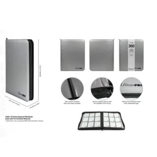 Ultra Pro Binder - 9 Pocket Zippered - Silver (Fire Resistant)