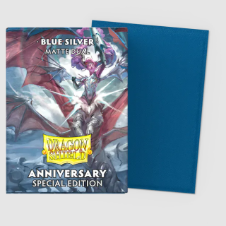 Dragon Shield Dual Matte Sleeves - Standard Size - (Anniversary Special Edition) (Blue) Cobalt and Silver
