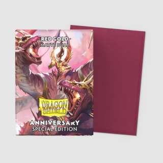 Dragon Shield Dual Matte Sleeves - Standard Size - (Anniversary Special Edition) (Red) Pomegranate and Gold