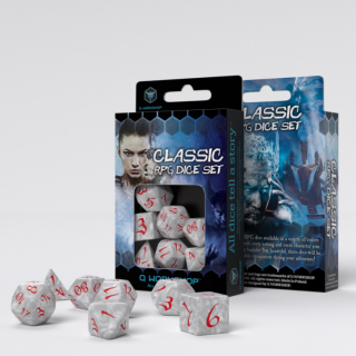 Dice Set - Ζάρια Q-Workshop - Classic Runic - Pearl & Red (7pcs)