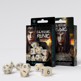 Dice Set - Ζάρια Q-Workshop - Classic Runic - Beige & Blue (7pcs)