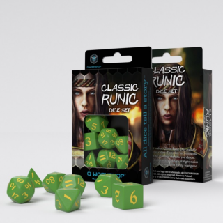 Dice Set - Ζάρια Q-Workshop - Classic Runic - Green & Yellow (7pcs)