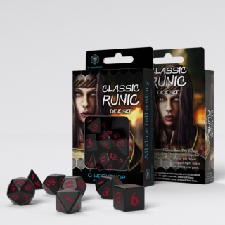 Dice Set - Ζάρια Q-Workshop - Classic Runic - Black & Red (7pcs)