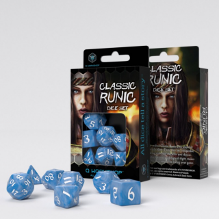 Dice Set - Ζάρια Q-Workshop - Classic Runic - Glacier & White (7pcs)