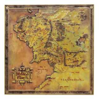 Fanattik - Limited Edition 5000 Pieces - Lord of the Rings - Replica Metal Map of Middle Earth (15x15cm)