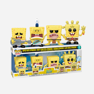 Φιγούρα Funko POP! 4-Pack SpongeBob SquarePants 25th Anniversary - SpongeBob Ripped Pants / Krusty Krab Pizza / Caveman / Glove World (Glows in the Dark) (Special Edition)