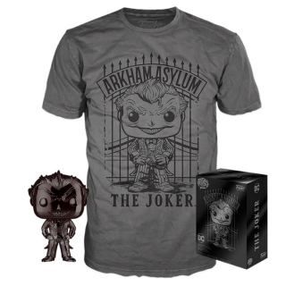 Φιγούρα Funko POP! & Tee Box - DC - Joker (Arkham Asylum) (Black Chrome) (XL)