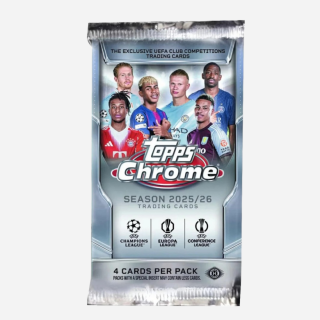 Κάρτες Sports Trading Cards - 2025-2026 Topps Chrome UEFA Club Competitions - Hobby Pack (4 Cards)